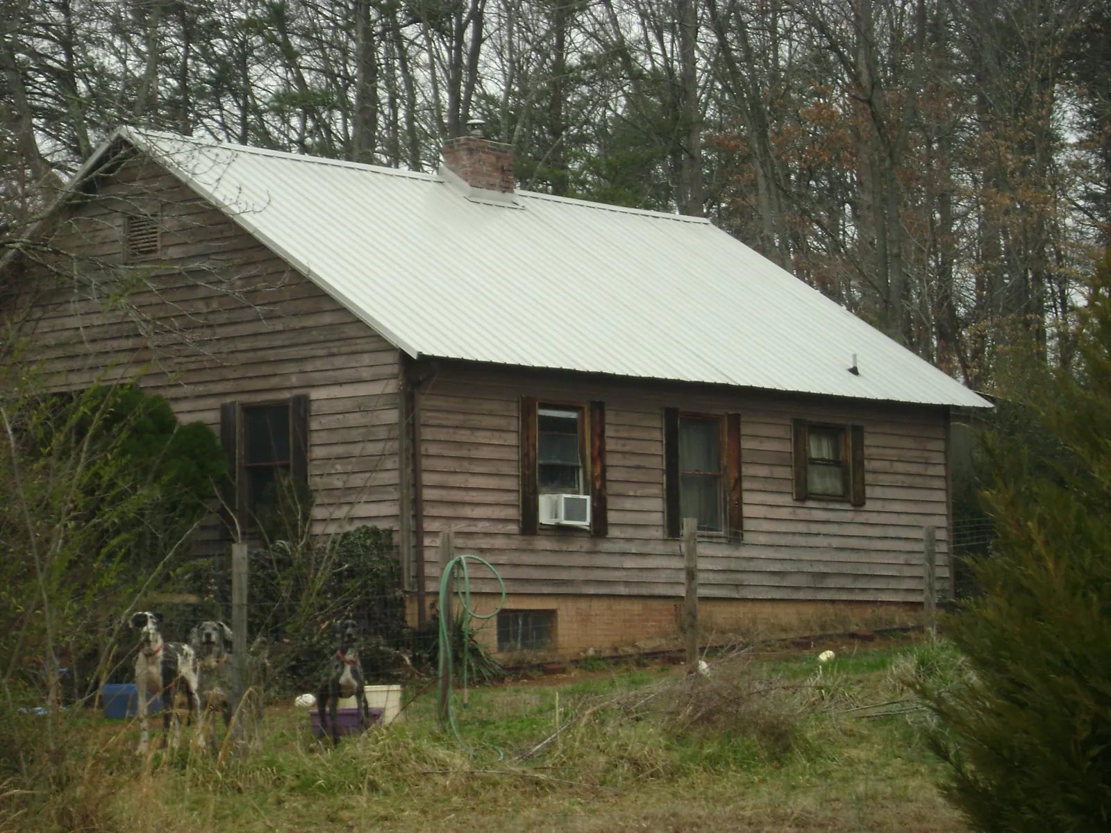 White metal roof on an old wood sided farmhouse, from a Asphalt Shingle Roof Repair job in Irving